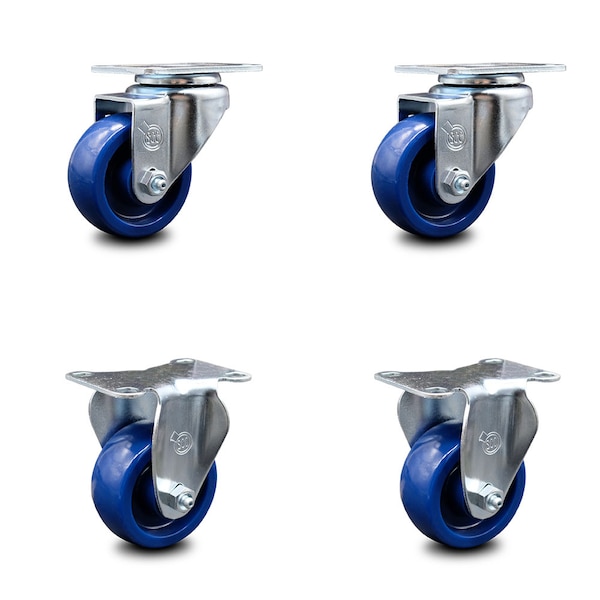 Service Caster 3 Inch Solid Polyurethane Wheel Swivel Top Plate Caster Set with 2 Rigid SCC SCC-20S314-SPUS-2-R-2 - main